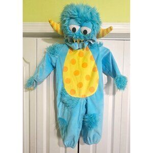 Blue Fuzzy Lil' Monster Baby Costume 12-18 Months Horns inCharacter Halloween